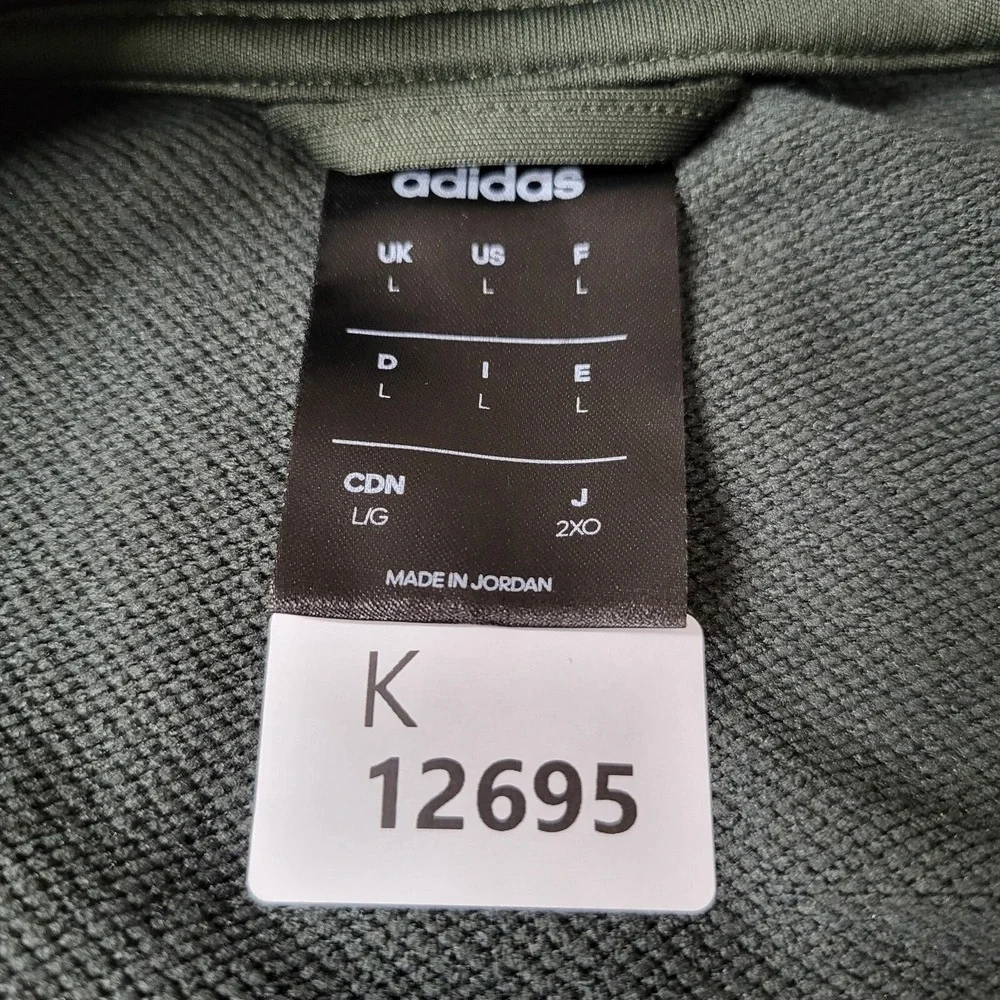 Adidas Men Sweatshirt‎ Large Green Hoodie Logo 3 Stripes Pockets Drawstring